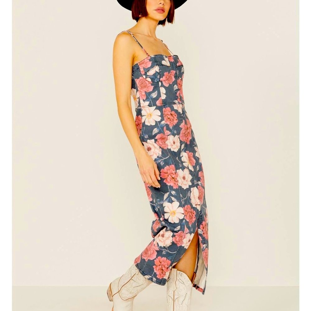 🆕 💐DRIFTWOOD WOMEN'S FLORAL SWEETHEART MASQUERADE NOIR MIDI DRESS Size 10